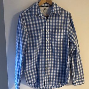 Light blue check button down